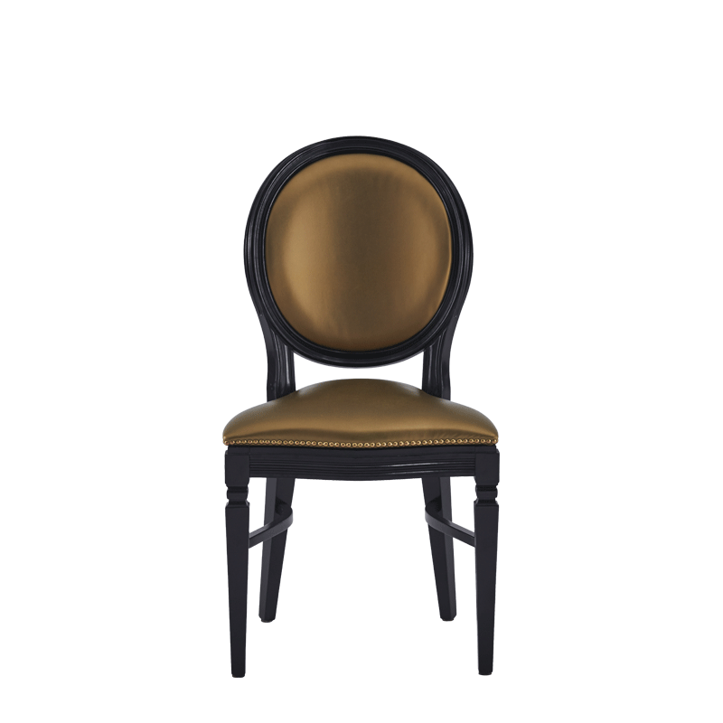 Chandelle Chair in Black with Gold Seat Pad