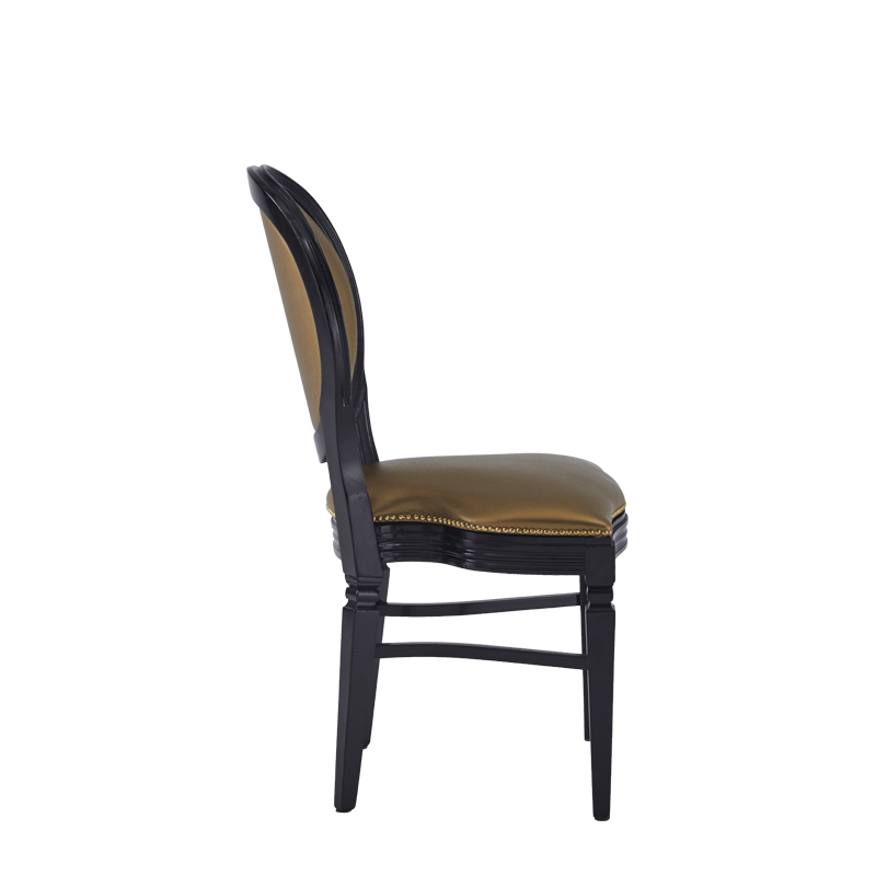 Chandelle Chair in Black with Gold Seat Pad