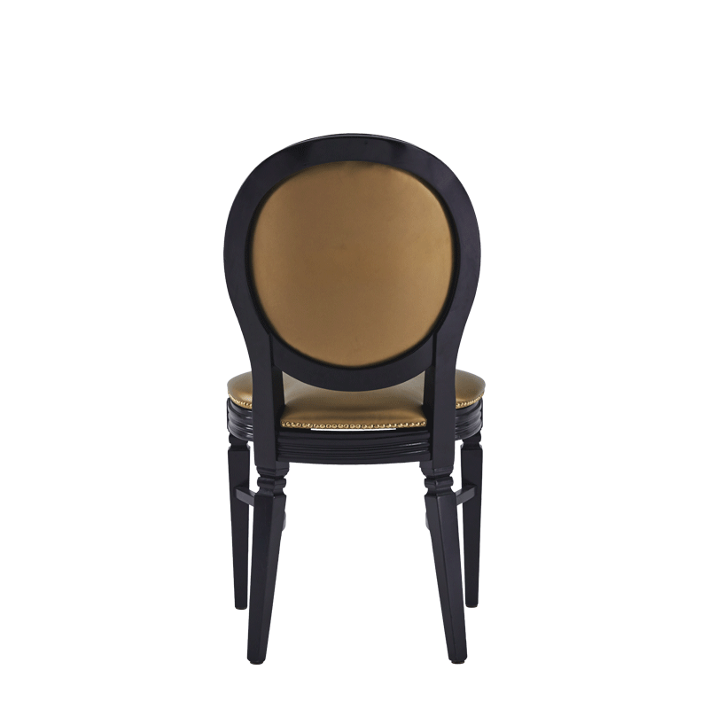 Chandelle Chair in Black with Gold Seat Pad