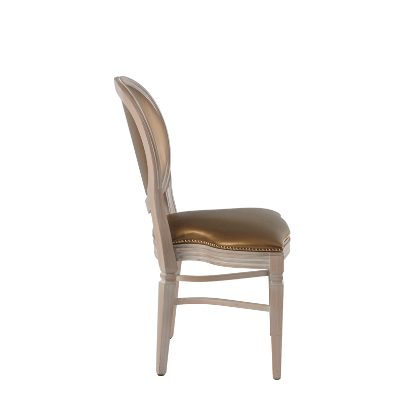 Chandelle Chair in Ivory with Gold Seat Pad