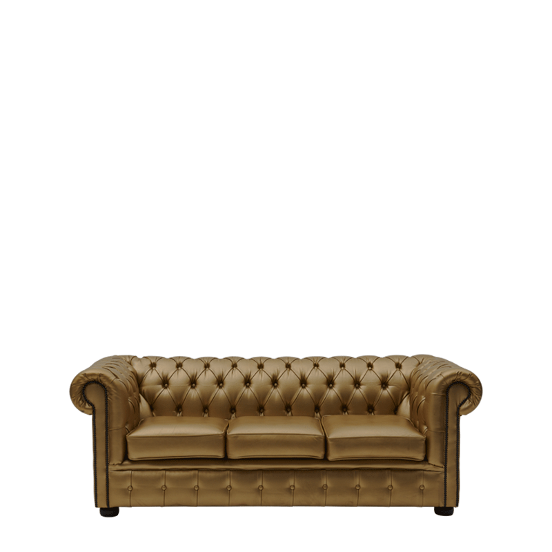 Chesterfield Leather Sofa in Gold 7ft