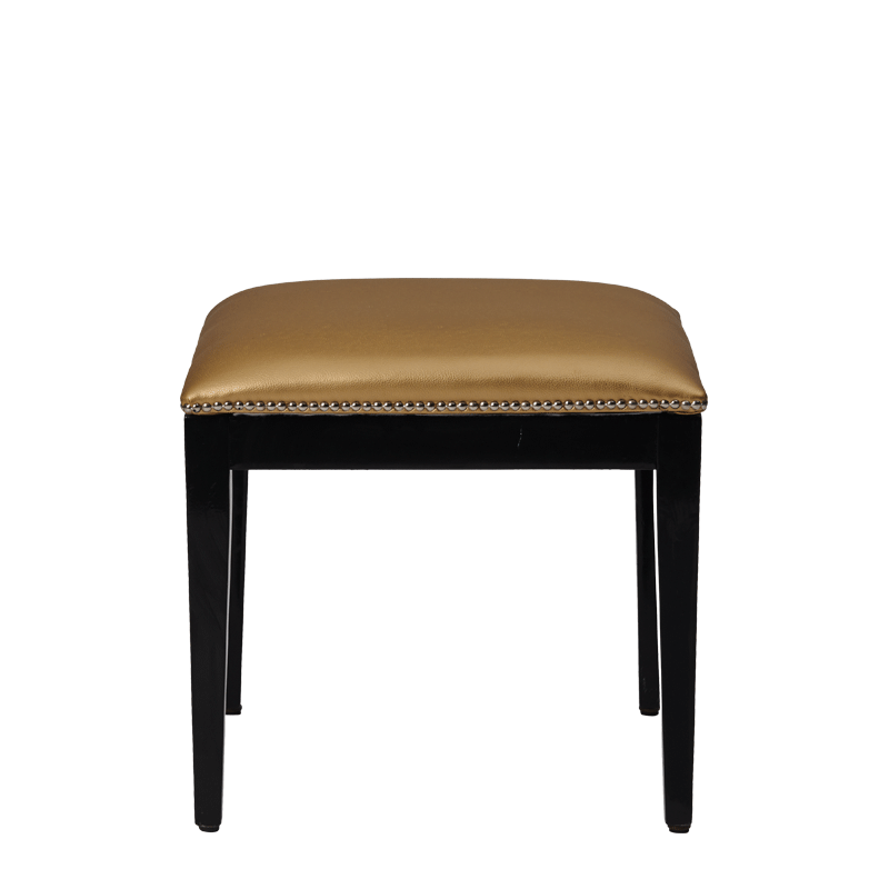 Divano Ottoman in Black with Gold Seat Pad