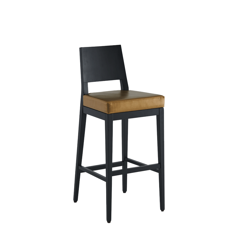 Porcino Bar Stool in Black with Gold Seat Pad