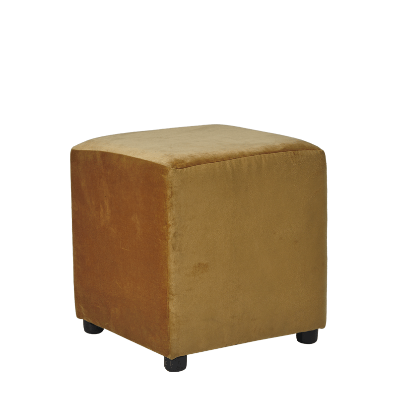 Rochelle Square Ottoman in Gold Velvet