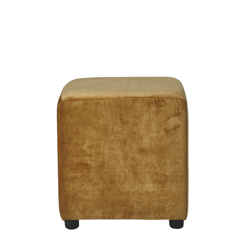 Rochelle Square Ottoman in Gold Velvet