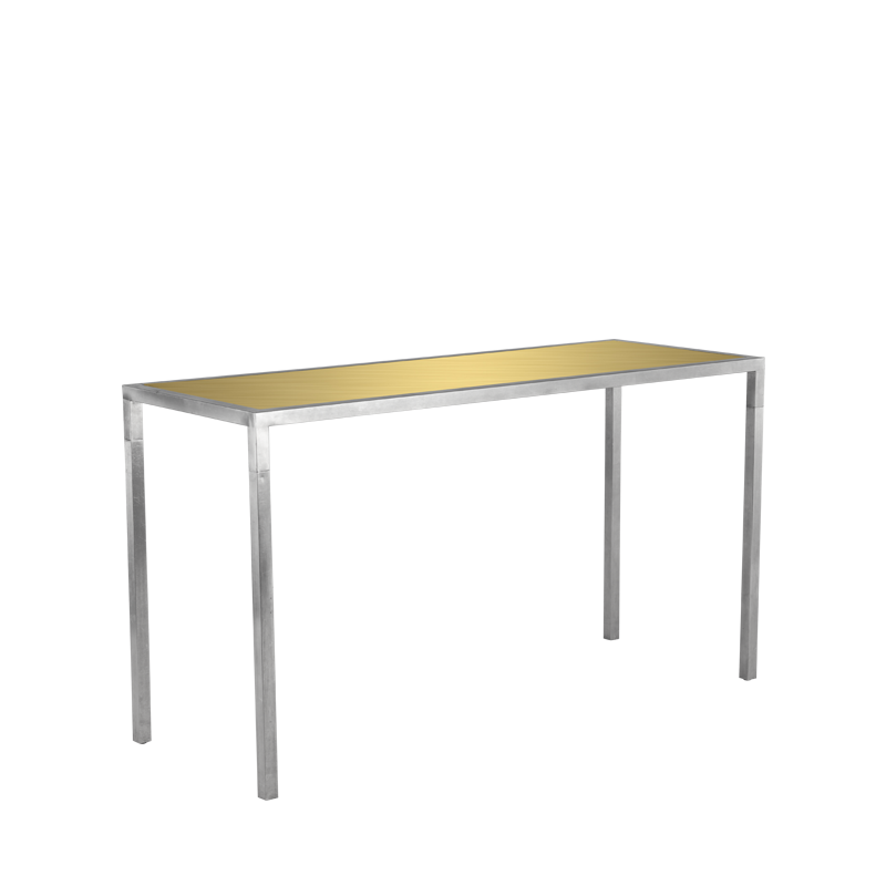 Unico Rectangular Poseur Table - Stainless Steel Frame - Gold Top