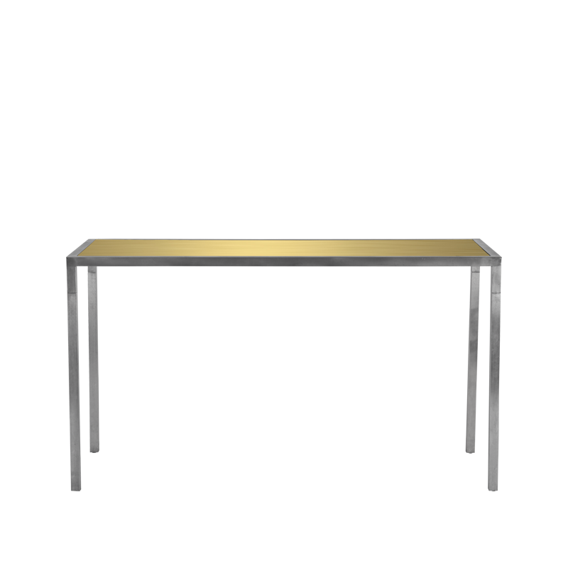 Unico Rectangular Poseur Table - Stainless Steel Frame - Gold Top