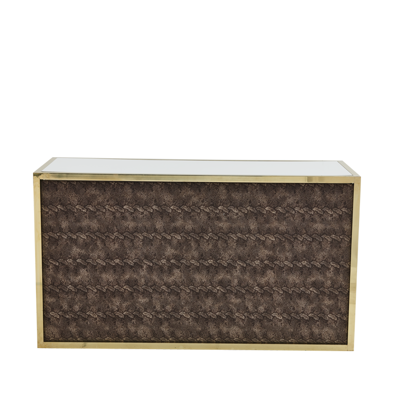 Unico Bar - Gold Frame - Taupe Upholstered Snake Skin Panels 