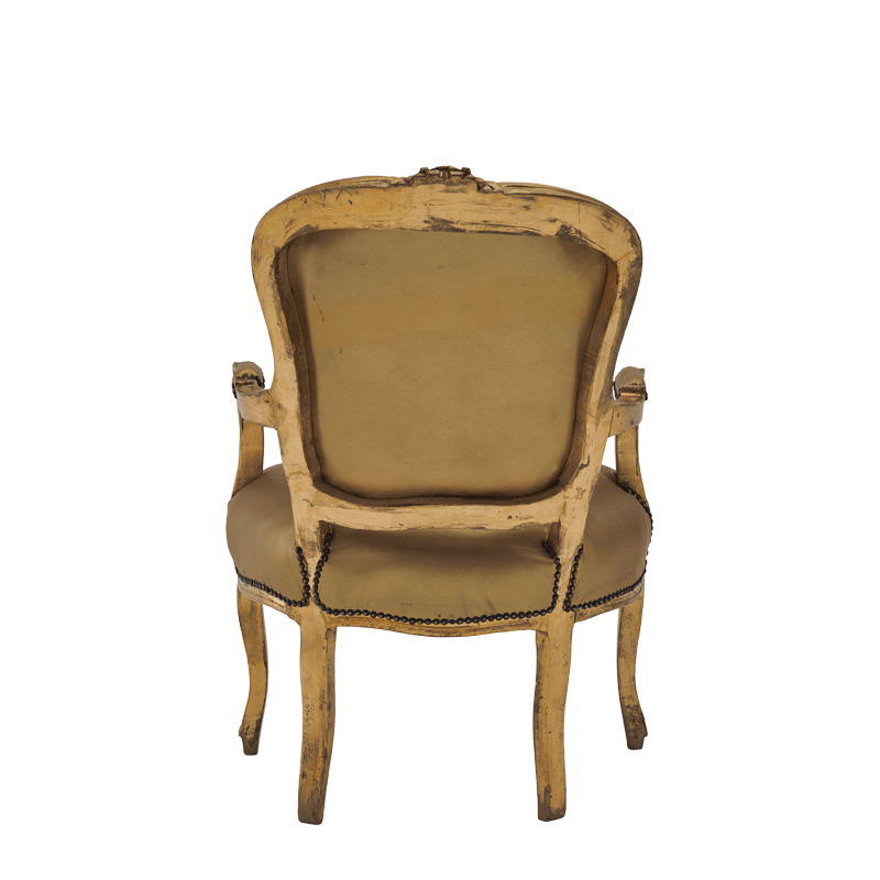 Louis Armchair in Gold with Gold Gilt Seat Pad