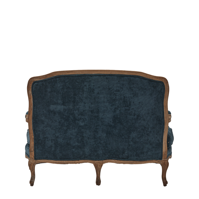 Paris Settee Sofa in Oak upholstered in Blue Azzuro