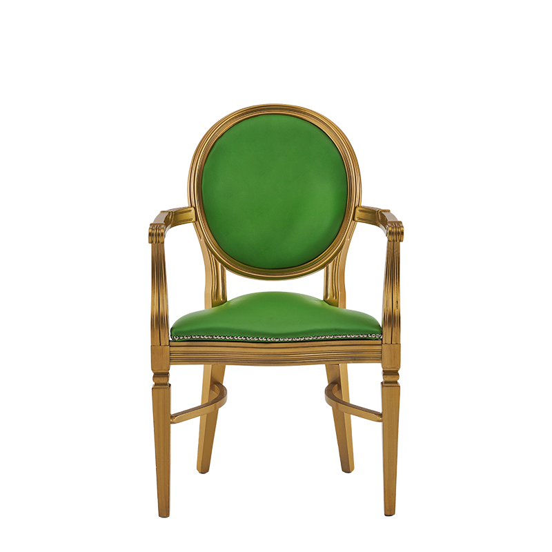 Chandelle Armchair in Gold with Green Seat Pad