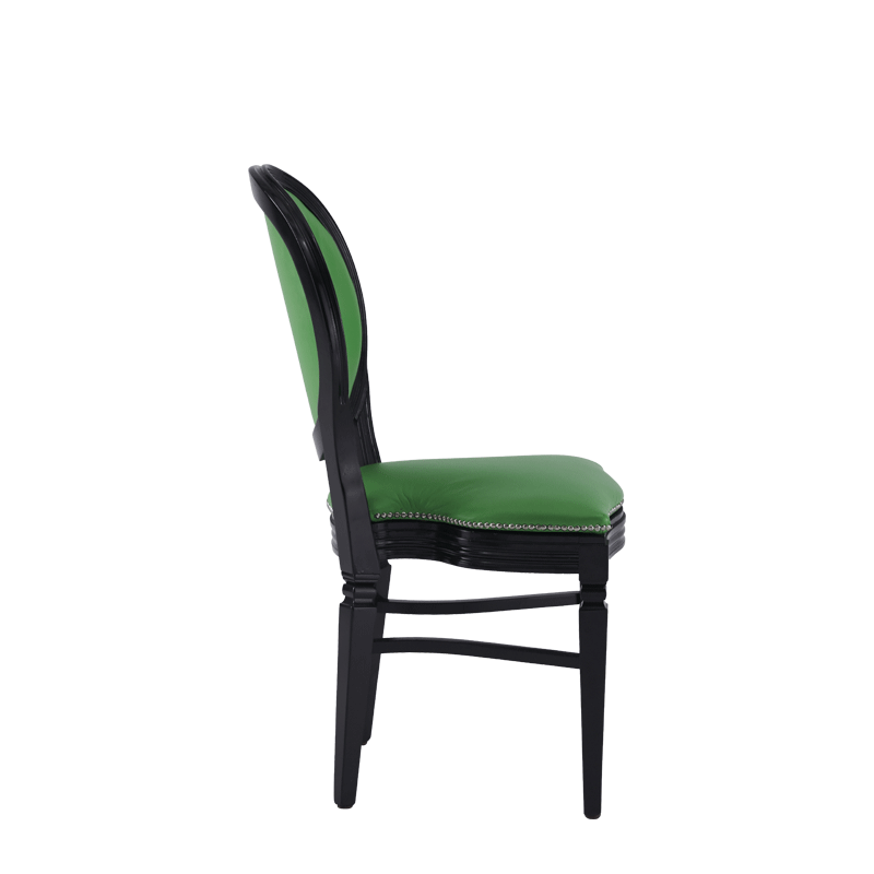 Chandelle Chair in Black with Green Seat Pad