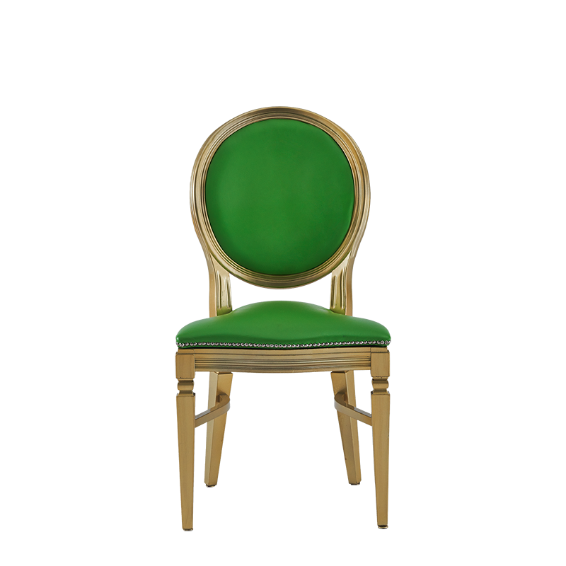 Chandelle Chair in Gold with Green Seat Pad