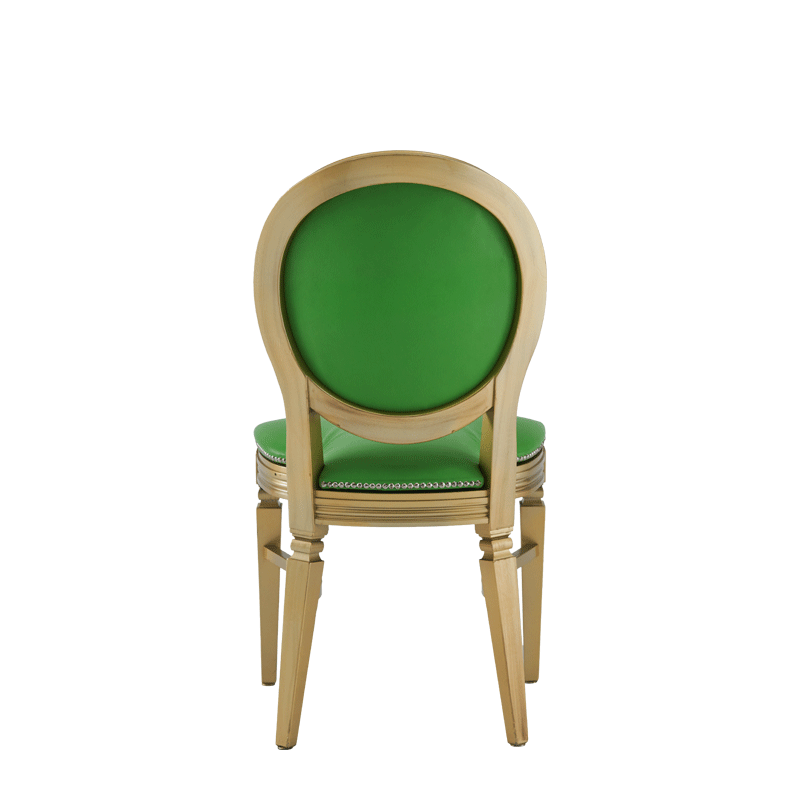 Chandelle Chair in Gold with Green Seat Pad