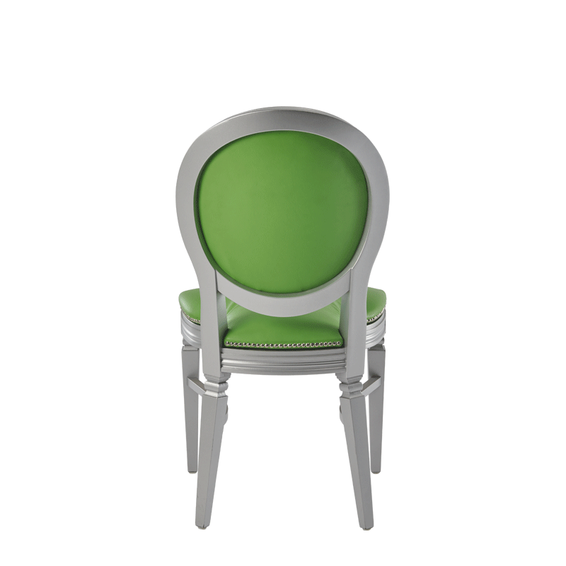 Chandelle Chair in Silver with Green Seat Pad