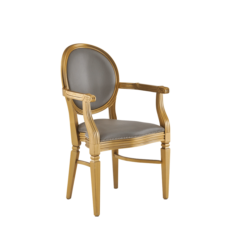 Chandelle Armchair in Gold with Grey Seat Pad