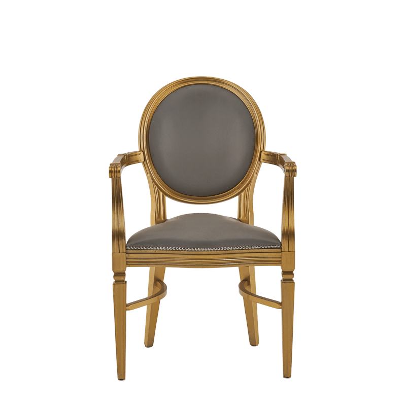 Chandelle Armchair in Gold with Grey Seat Pad