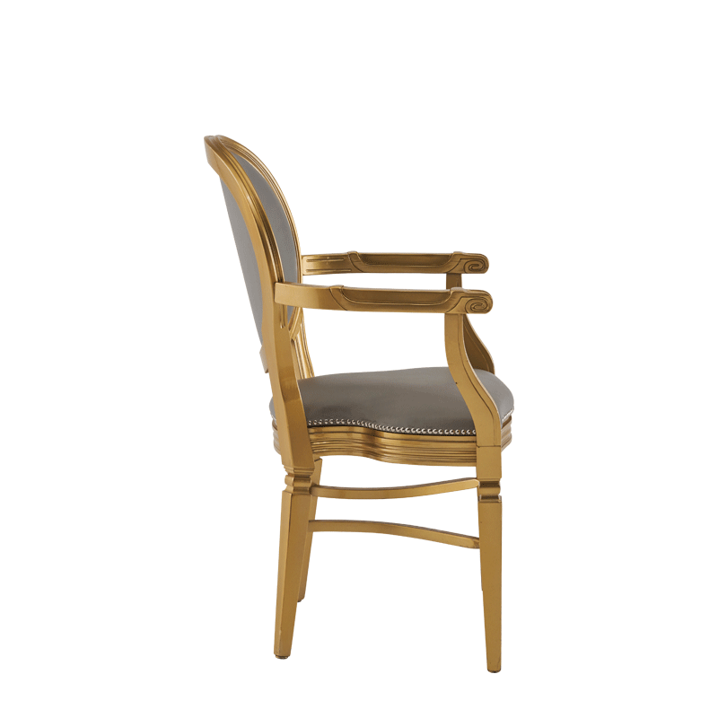 Chandelle Armchair in Gold with Grey Seat Pad