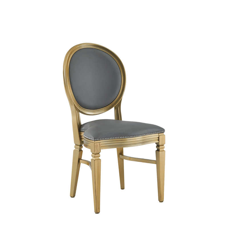 Chandelle Chair in Gold with Grey Seat Pad