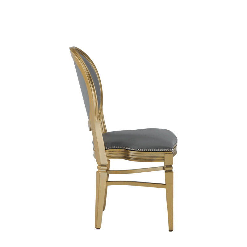 Chandelle Chair in Gold with Grey Seat Pad