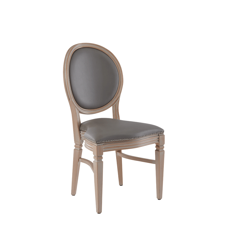 Chandelle Chair in Ivory with Grey Seat Pad