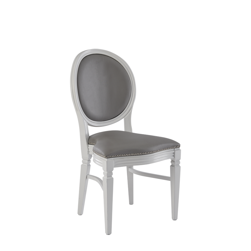 Chandelle Chair in White with Grey Seat Pad