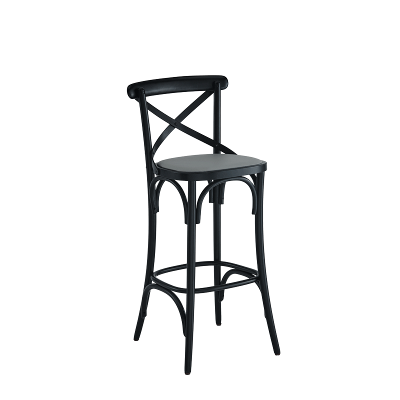 Coco Bar Stool in Black with Grey Seat Pad
