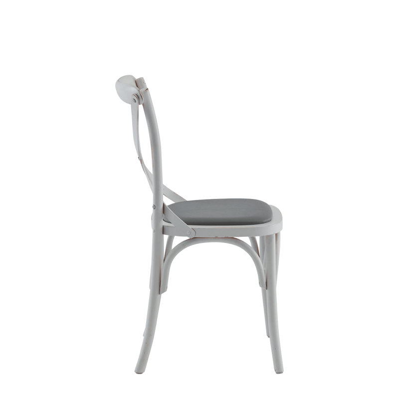 Coco Chair in White with Grey Seat Pad