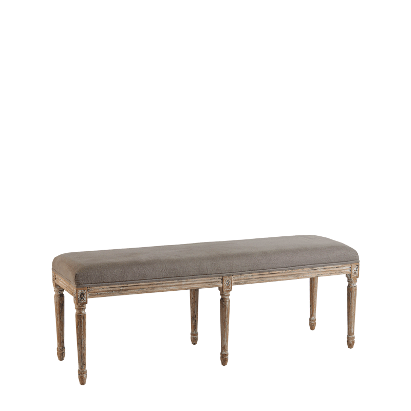 Paris Bench with Oak Frame in Grey Linen