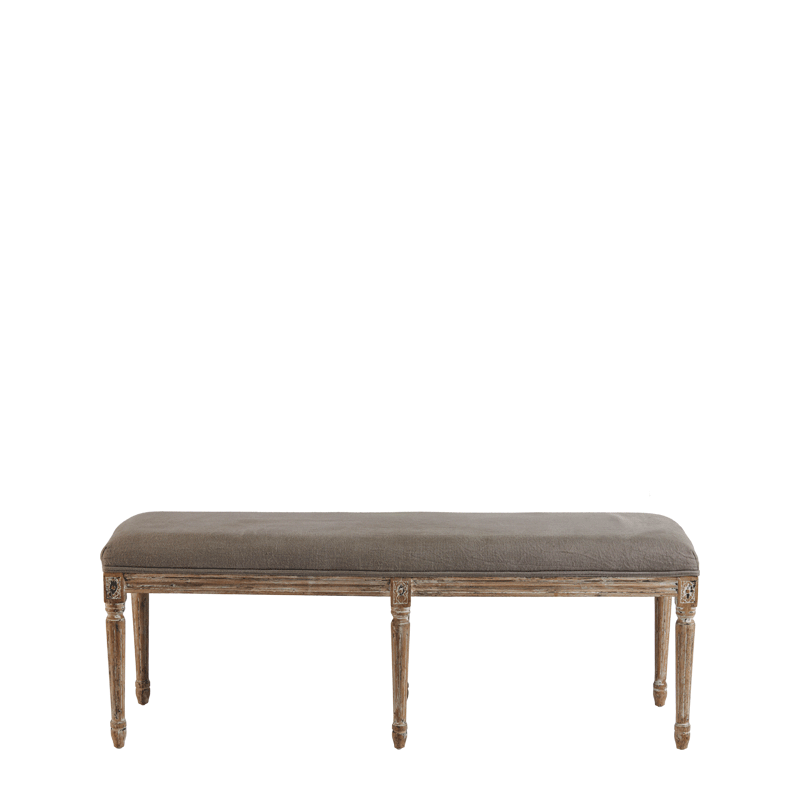 Paris Bench with Oak Frame in Grey Linen