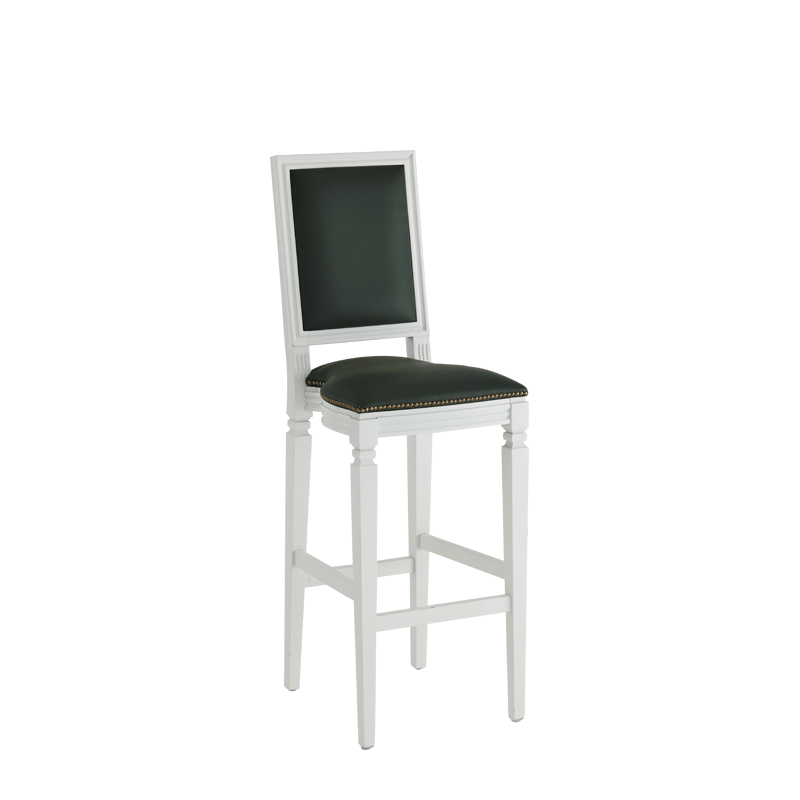 CKC Bar Stool in White with Hunter Green Seat Pad