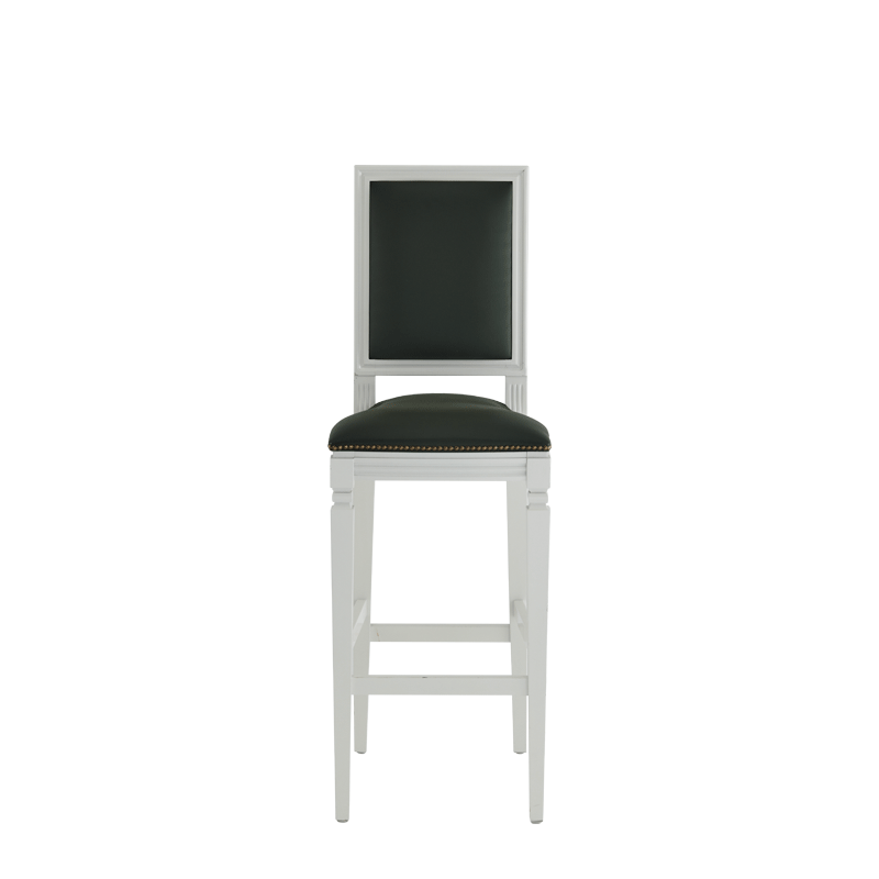 CKC Bar Stool in White with Hunter Green Seat Pad