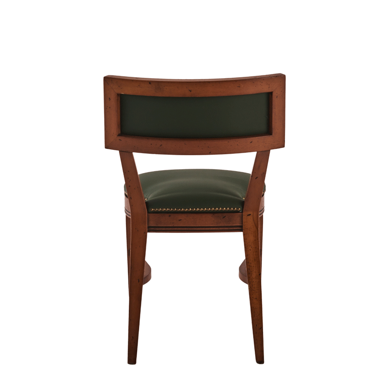 The Bogart Chair in Antique Wood with Hunter Green Seat Pad
