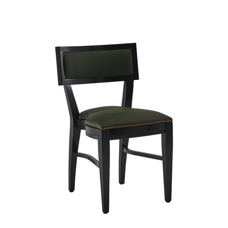 The Bogart Chair in Black with Hunter Green Seat Pad