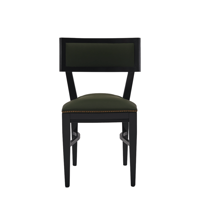 The Bogart Chair in Black with Hunter Green Seat Pad