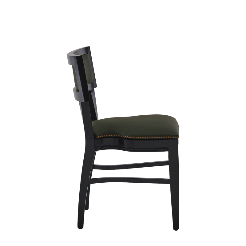 The Bogart Chair in Black with Hunter Green Seat Pad