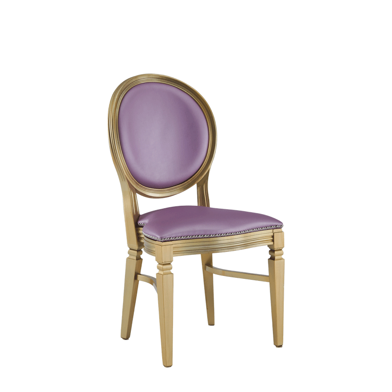 Chandelle Chair in Gold with Icy Pink Seat Pad