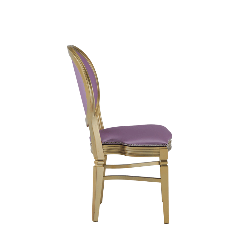 Chandelle Chair in Gold with Icy Pink Seat Pad