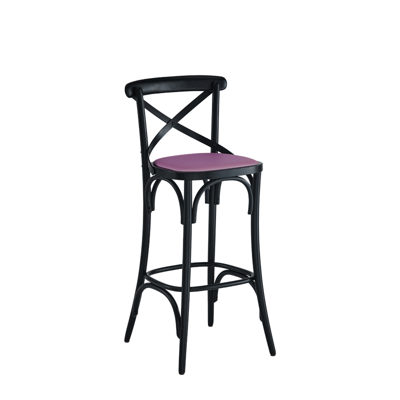 Coco Bar Stool in Black with Icy Pink Seat Pad