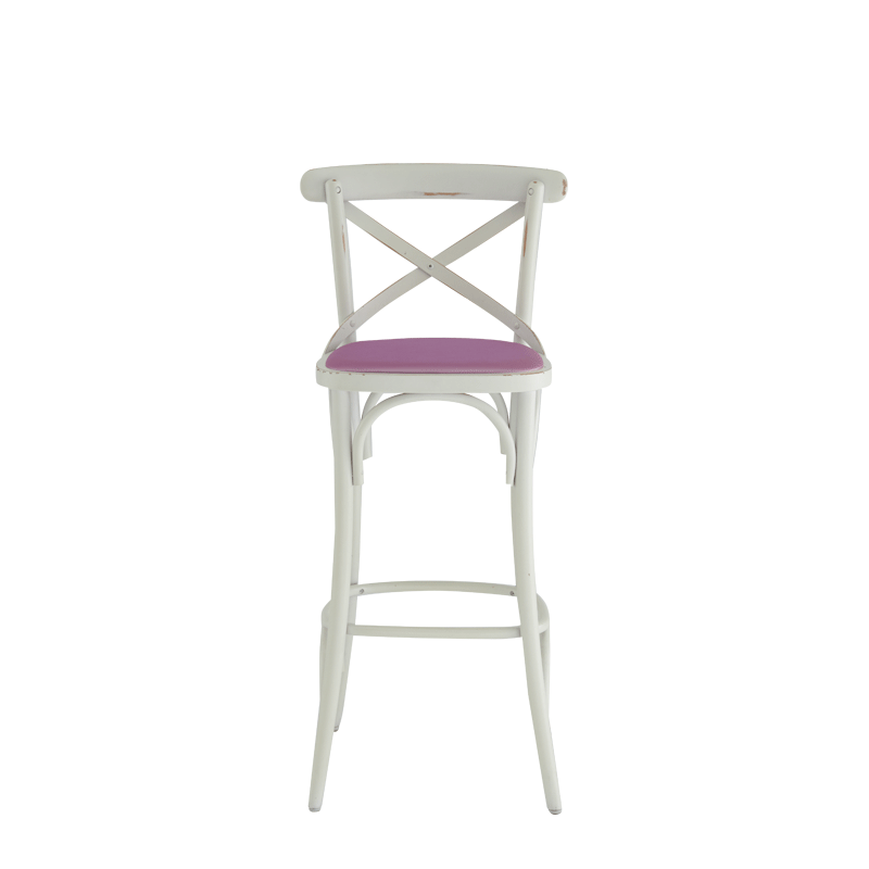 Coco Bar Stool in White with Icy Pink Seat Pad