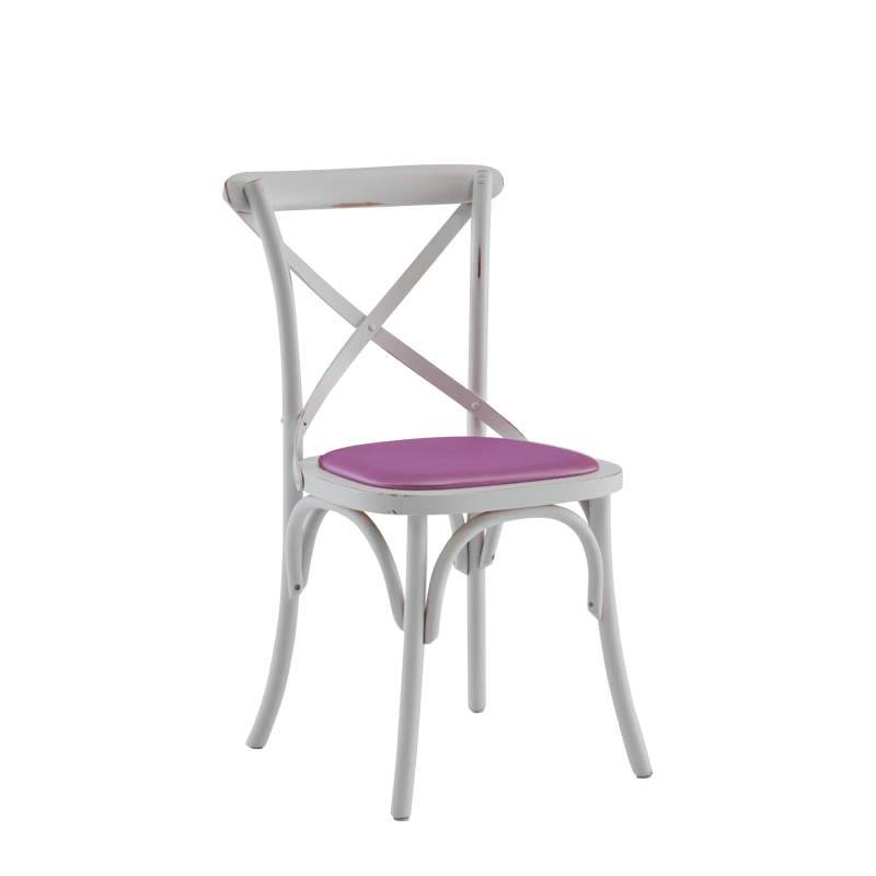 Coco Chair in White with Icy Pink Seat Pad