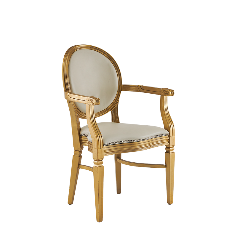 Chandelle Armchair in Gold with Ivory Seat Pad
