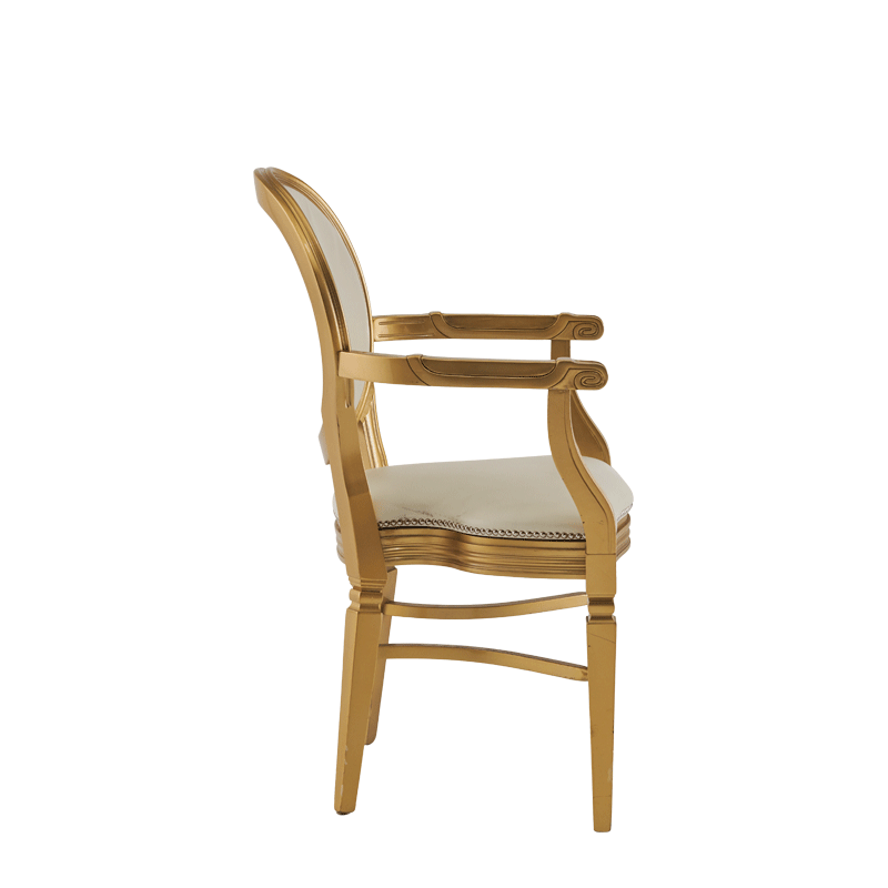 Chandelle Armchair in Gold with Ivory Seat Pad