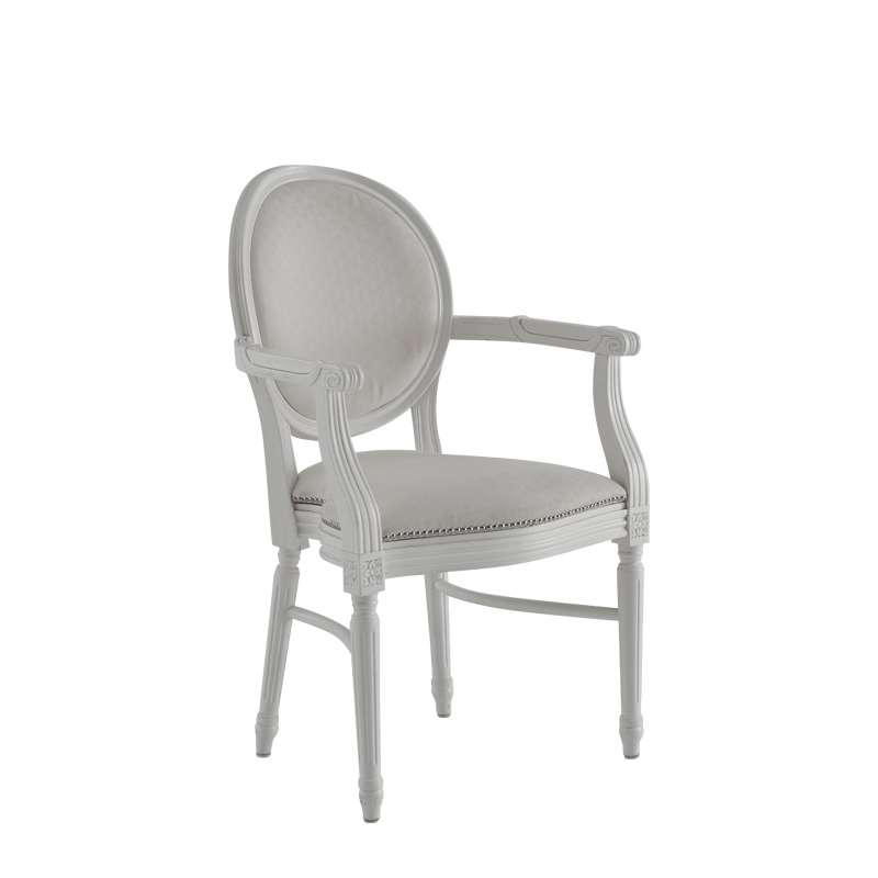 Chandelle Armchair in White with Ivory Seat Pad