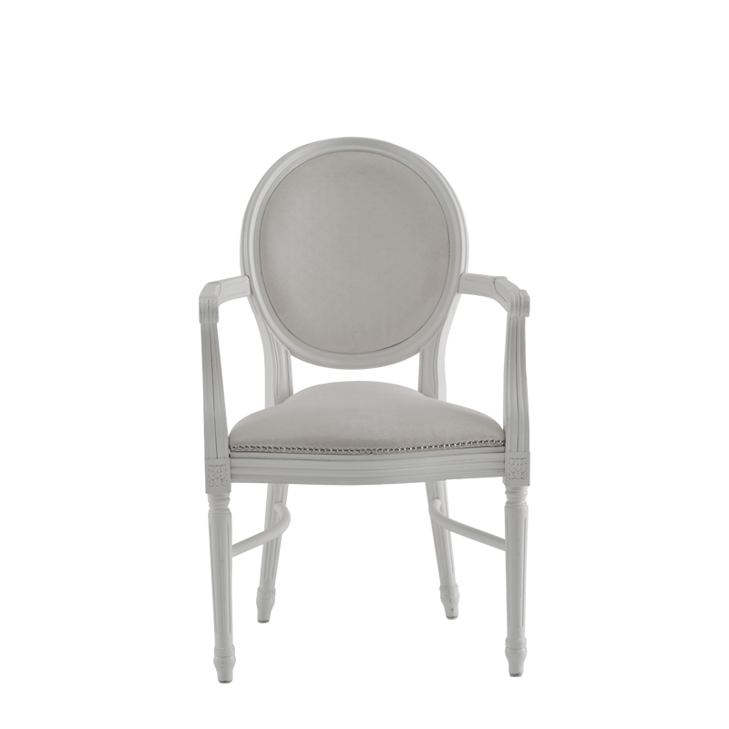 Chandelle Armchair in White with Ivory Seat Pad