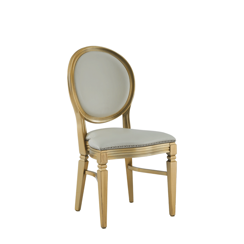 Chandelle Chair in Gold with Ivory Seat Pad