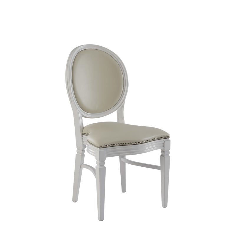 Chandelle Chair in White with Ivory Seat Pad