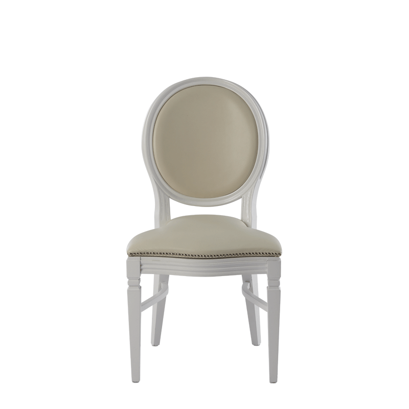 Chandelle Chair in White with Ivory Seat Pad