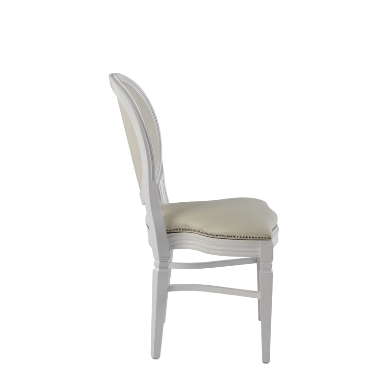 Chandelle Chair in White with Ivory Seat Pad