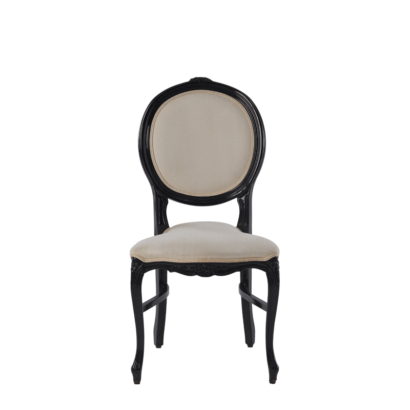 Louise Chair in Black with Ivory Seat Pad
